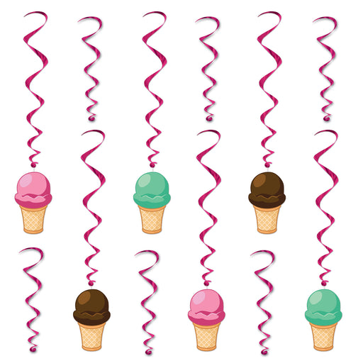 Ice Cream Whirls – 15"-25½" – (12/Pkg) by Beistle for Spring/Summer Whirls