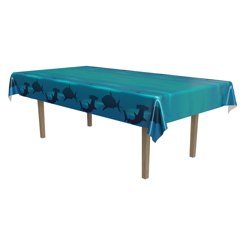 Shark Tablecover – 54" x 108" – (1/Pkg) by Beistle for Shark Table Covers - Patterned