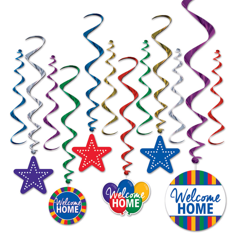 Welcome Home Whirls – 17½”-28½” – (12/Pkg) by Beistle for General Occasion Whirls