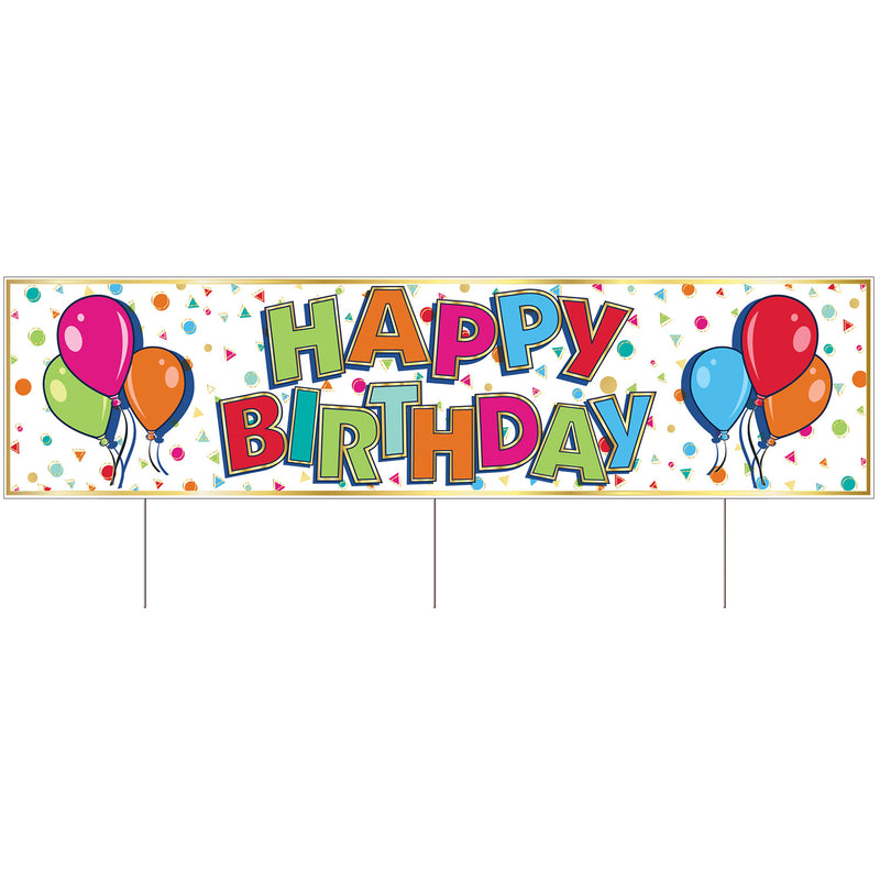 Plastic Jumbo Happy Birthday Yard Sign – 11¾" x 3' 11" – (1/Pkg) by Beistle for Birthday Plastic Yard Signs
