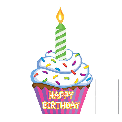 Plastic Jumbo Cupcake Yard Sign – 3' 9¾" x 26¾" by Beistle for Birthday Plastic Yard Signs