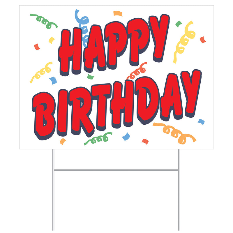 Plastic Happy Birthday Yard Sign – 11½" x 15½" – (1/Pkg) by Beistle for Birthday Plastic Yard Signs