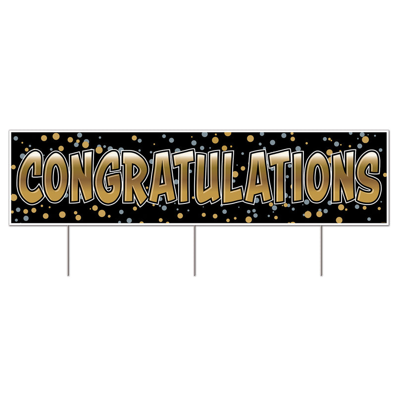 Plastic Jumbo Congratulations Yard Sign – 11¾" x 3' 11" – (1/Pkg) by Beistle for General Occasion Plastic Yard Signs