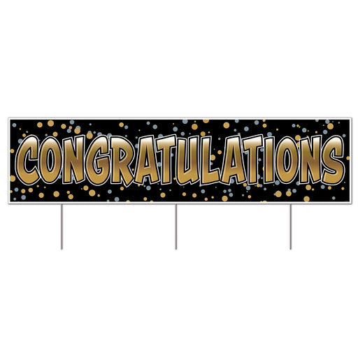 Plastic Jumbo Congratulations Yard Sign – 11¾" x 3' 11" – (1/Pkg) by Beistle for General Occasion Plastic Yard Signs