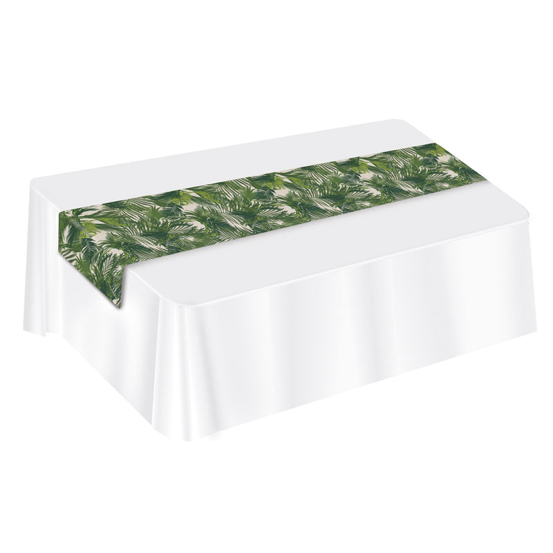 Palm Leaf Fabric Table Runner – 12" x 6' – (1/Pkg) by Beistle for Luau Table Runners - Fabric