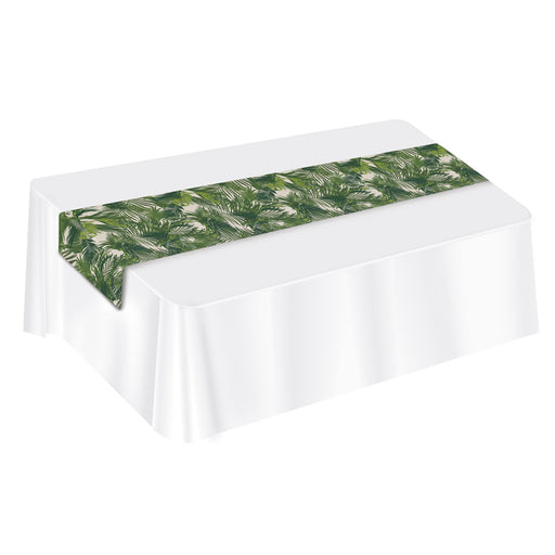 Palm Leaf Fabric Table Runner – 12" x 6' – (1/Pkg) by Beistle for Luau Table Runners - Fabric