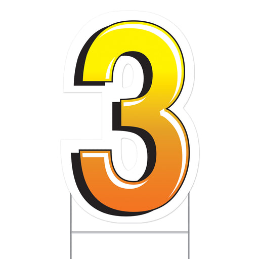 Plastic "3" Yard Sign – 18" by Beistle for General Occasion Plastic Yard Signs
