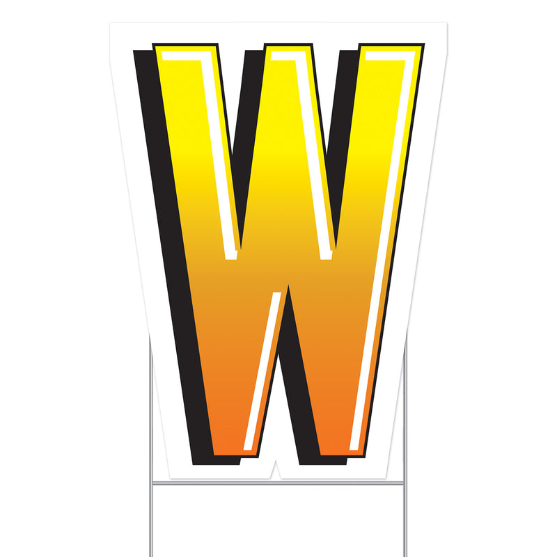 Plastic "W" Yard Sign – 18" by Beistle for General Occasion Plastic Yard Signs