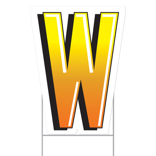 Plastic "W" Yard Sign – 18" by Beistle for General Occasion Plastic Yard Signs