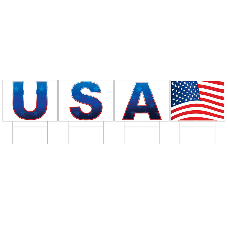 Plastic USA Yard Sign – 11½" x 6' – (1/Pkg) by Beistle for Patriotic Plastic Yard Signs