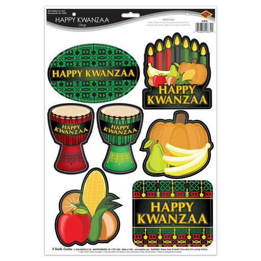 Happy Kwanzaa Peel 'N Place – 12" x 17" Sh – (7/Sh) by Beistle for Kwanzaa Peel 'N Place