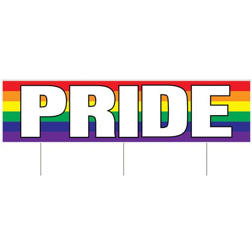 Plastic Jumbo Pride Yard Sign – 11¾" x 3' 11" – (1/Pkg) by Beistle for Rainbow Plastic Yard Signs