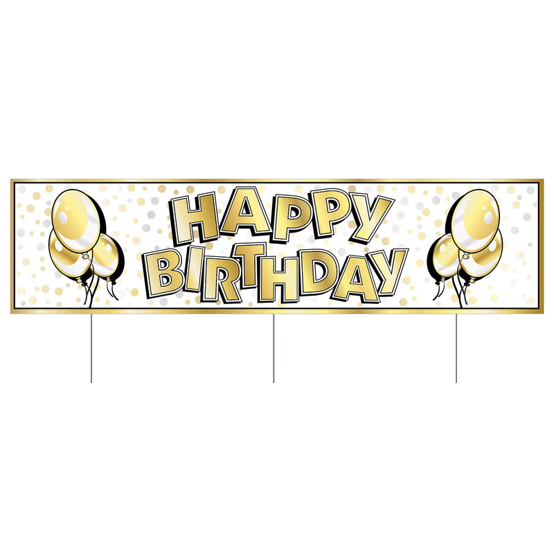Plastic Jumbo Happy Birthday Yard Sign – 11¾" x 3' 11" – (1/Pkg) by Beistle for Birthday Plastic Yard Signs