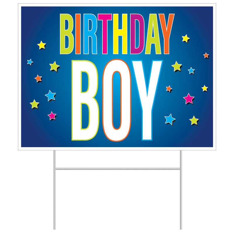 Plastic Birthday Boy Yard Sign – 11½" x 15½" – (1/Pkg) by Beistle for Birthday Plastic Yard Signs