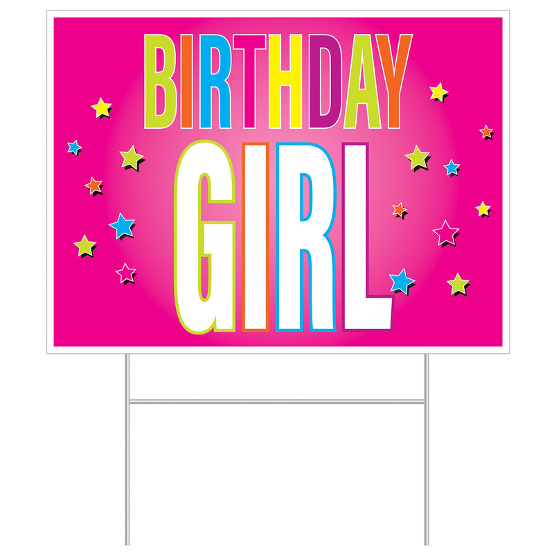 Plastic Birthday Girl Yard Sign – 11½" x 15½" – (1/Pkg) by Beistle for Birthday Plastic Yard Signs