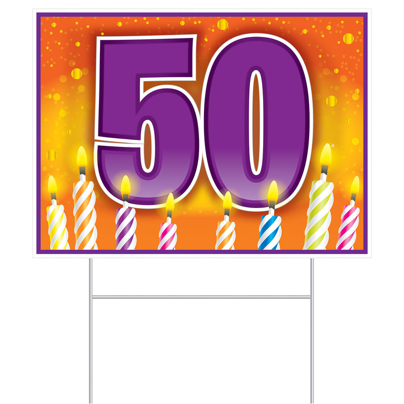 Plastic "50" Birthday Yard Sign – 11½" x 15½" – (1/Pkg) by Beistle for Birthday-Age Specific Plastic Yard Signs