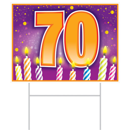 Plastic "70" Birthday Yard Sign – 11½" x 15½" – (1/Pkg) by Beistle for Birthday-Age Specific Plastic Yard Signs