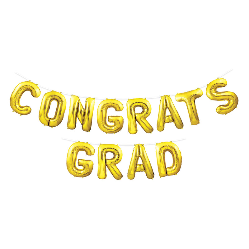 Congrats Grad Balloon Streamer – 14¼" x 12' – (1/Pkg) by Beistle for Graduation Balloon Streamers