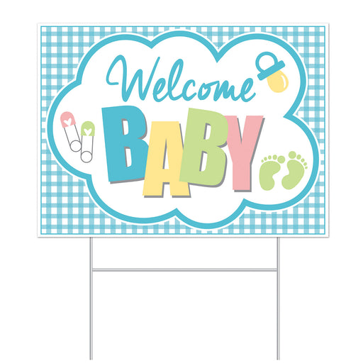 Plastic Welcome Baby Yard Sign – 11½" x 15½" – (1/Pkg) by Beistle for Baby Shower Plastic Yard Signs