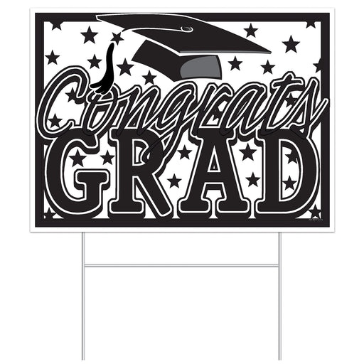 Plastic Congrats Grad Yard Sign – 11½" x 15½" – (1/Pkg) by Beistle for Graduation Plastic Yard Signs