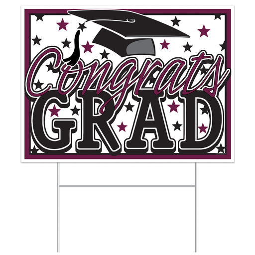 Plastic Congrats Grad Yard Sign – 11½" x 15½" – (1/Pkg) by Beistle for Graduation Plastic Yard Signs