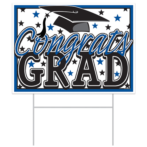 Plastic Congrats Grad Yard Sign – 11½" x 15½" – (1/Pkg) by Beistle for Graduation Plastic Yard Signs