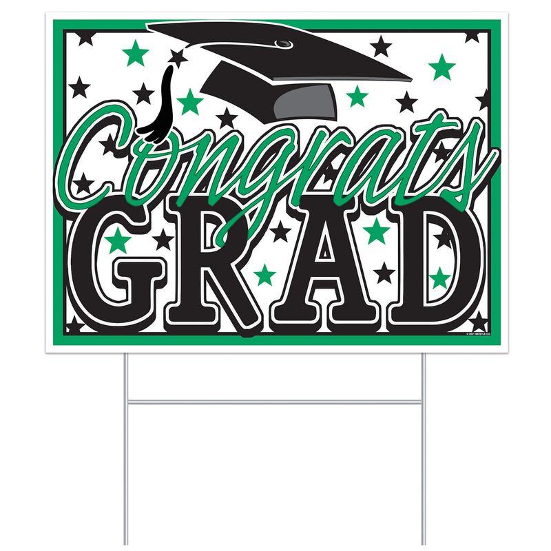Plastic Congrats Grad Yard Sign – 11½" x 15½" – (1/Pkg) by Beistle for Graduation Plastic Yard Signs