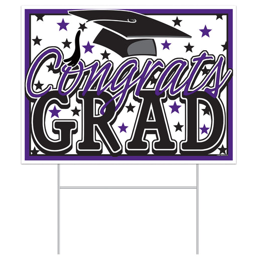 Plastic Congrats Grad Yard Sign – 11½" x 15½" – (1/Pkg) by Beistle for Graduation Plastic Yard Signs