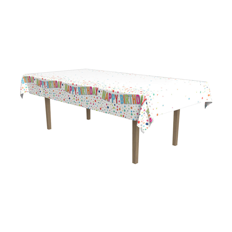 Happy Birthday Tablecover – 54" x 108" – (1/Pkg) by Beistle for Birthday Table Covers - Patterned