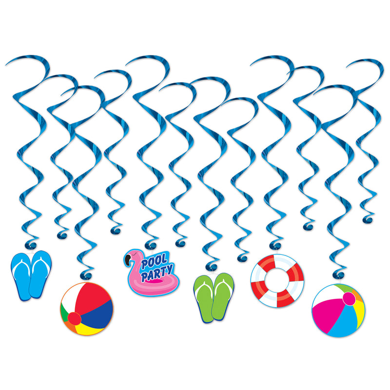Pool Party Whirls – 15"-30½" – (12/Pkg)