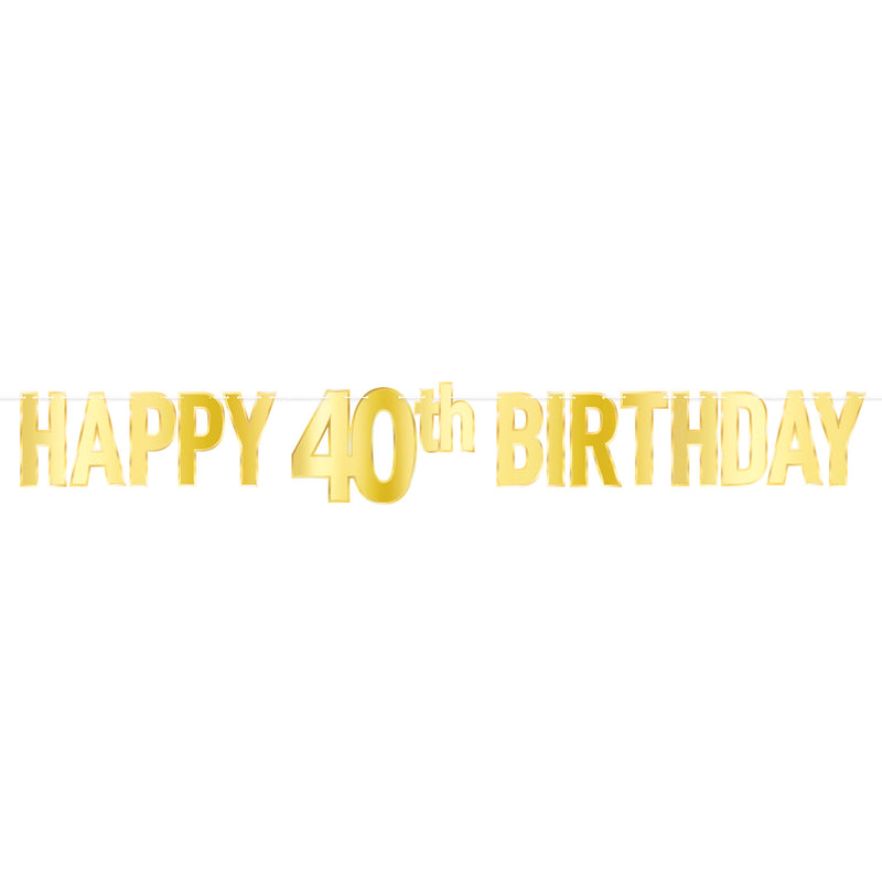 Foil Happy "40th" Birthday Streamer – 7¾" x 5' – (1/Pkg) by Beistle for Birthday-Age Specific Streamers