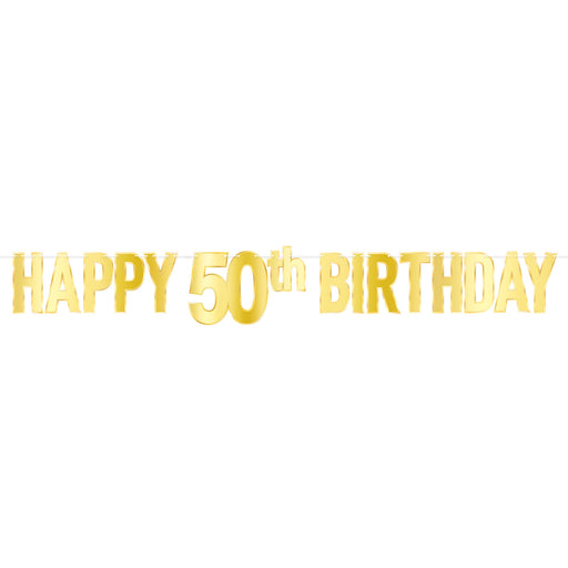 Foil Happy "50th" Birthday Streamer – 7¾" x 5' – (1/Pkg) by Beistle for Birthday-Age Specific Streamers