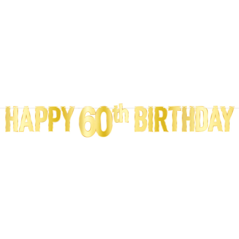 Foil Happy "60th" Birthday Streamer – 7¾" x 5' – (1/Pkg) by Beistle for Birthday-Age Specific Streamers