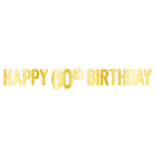 Foil Happy "60th" Birthday Streamer – 7¾" x 5' – (1/Pkg) by Beistle for Birthday-Age Specific Streamers