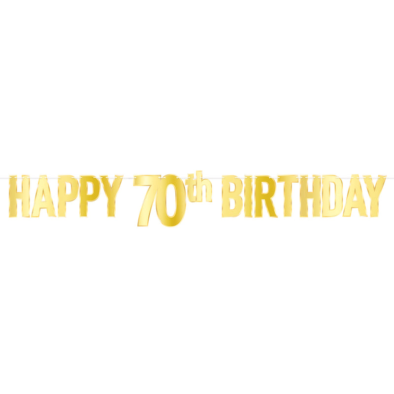 Foil Happy "70th" Birthday Streamer – 7¾" x 5' – (1/Pkg) by Beistle for Birthday-Age Specific Streamers