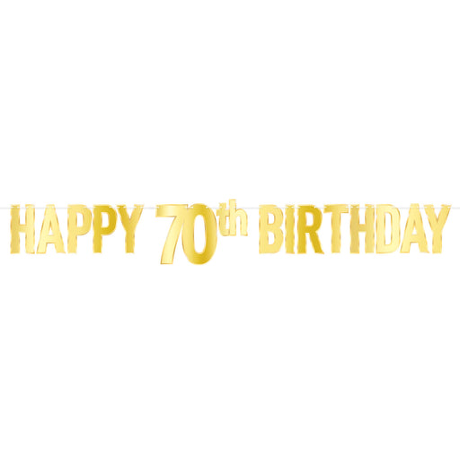 Foil Happy "70th" Birthday Streamer – 7¾" x 5' – (1/Pkg) by Beistle for Birthday-Age Specific Streamers