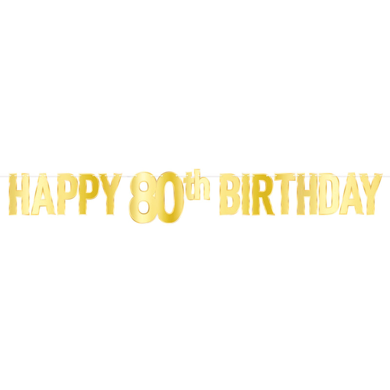 Foil Happy "80th" Birthday Streamer – 7¾" x 5' – (1/Pkg) by Beistle for Birthday-Age Specific Streamers