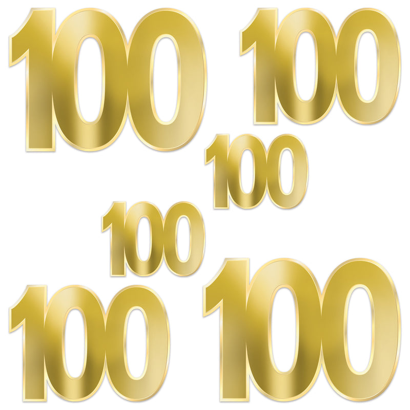 Foil "100" Birthday Cutouts – 6¼"-12" – (6/Pkg) by Beistle for Birthday-Age Specific Foil