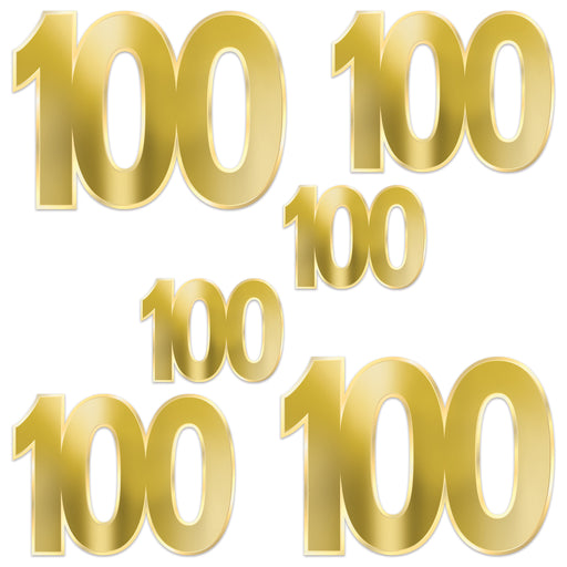 Foil "100" Birthday Cutouts – 6¼"-12" – (6/Pkg) by Beistle for Birthday-Age Specific Foil