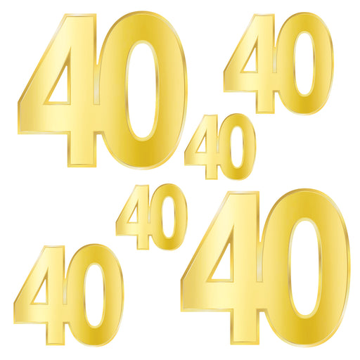 Foil "40" Birthday Cutouts – 4½"-11½" – (6/Pkg) by Beistle for Birthday-Age Specific Foil