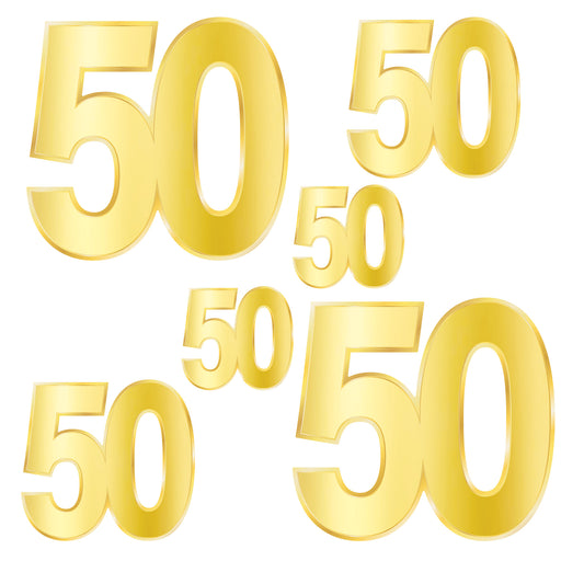 Foil "50" Birthday Cutouts – 4¾"-11¾" – (6/Pkg) by Beistle for Birthday-Age Specific Foil
