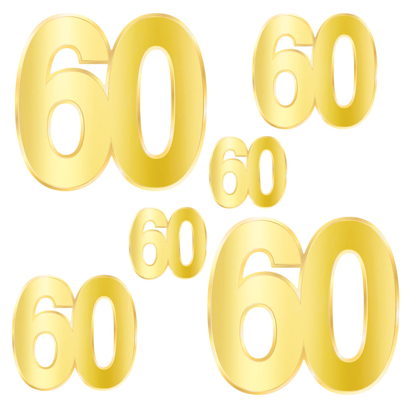 Foil "60" Birthday Cutouts – 4½"-11¾" – (6/Pkg) by Beistle for Birthday-Age Specific Foil