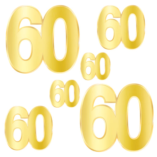 Foil "60" Birthday Cutouts – 4½"-11¾" – (6/Pkg) by Beistle for Birthday-Age Specific Foil