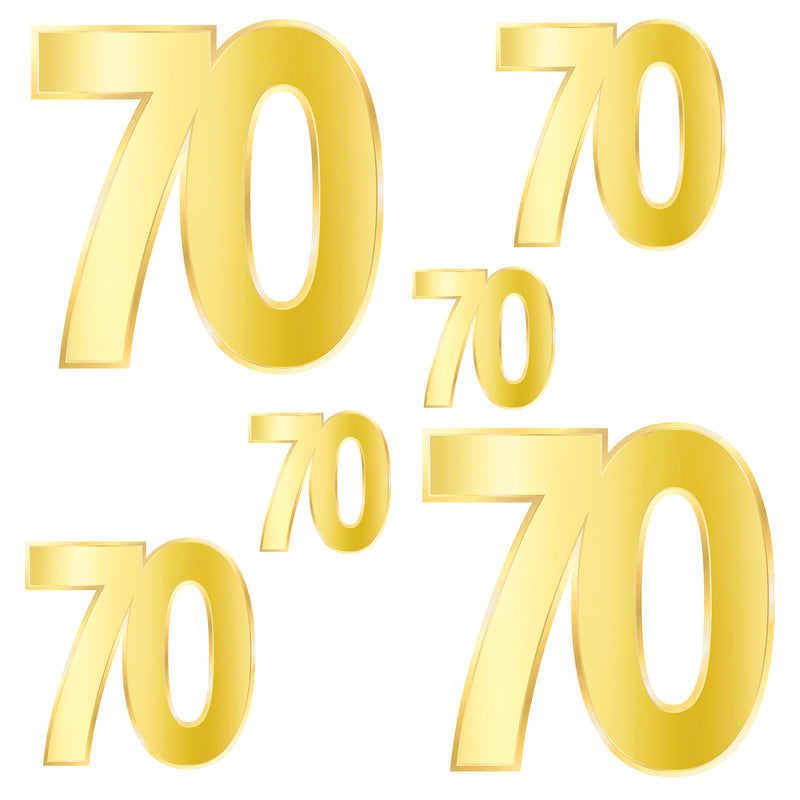 Foil "70" Birthday Cutouts – 4¼"-10¾" – (6/Pkg) by Beistle for Birthday-Age Specific Foil