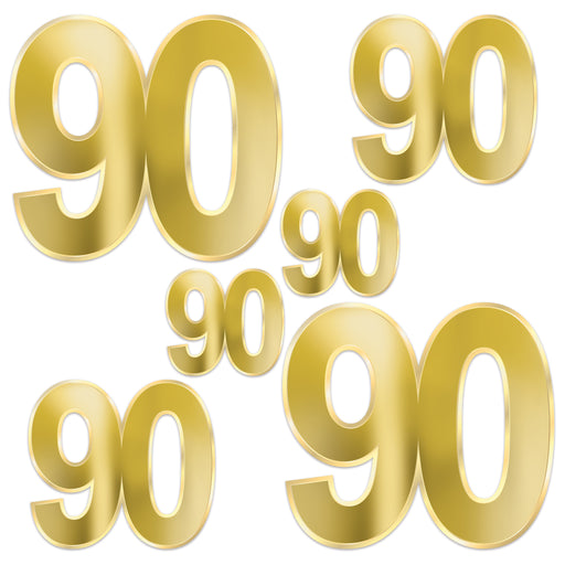 Foil "90" Birthday Cutouts – 4¾"-12" – (6/Pkg) by Beistle for Birthday-Age Specific Foil
