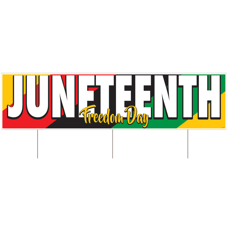 Plastic Jumbo Juneteenth Yard Sign – 11¾" x 3' 11" – (1/Pkg) by Beistle for Juneteenth Plastic Yard Signs