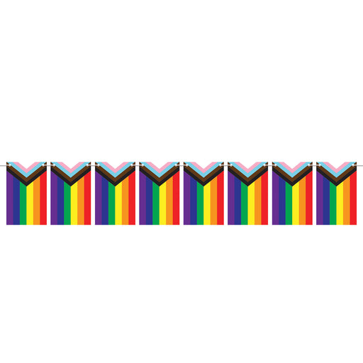 Pride Flag Pennant Streamer – 7" x 4' 6" – (1/Pkg) by Beistle for Rainbow Streamers