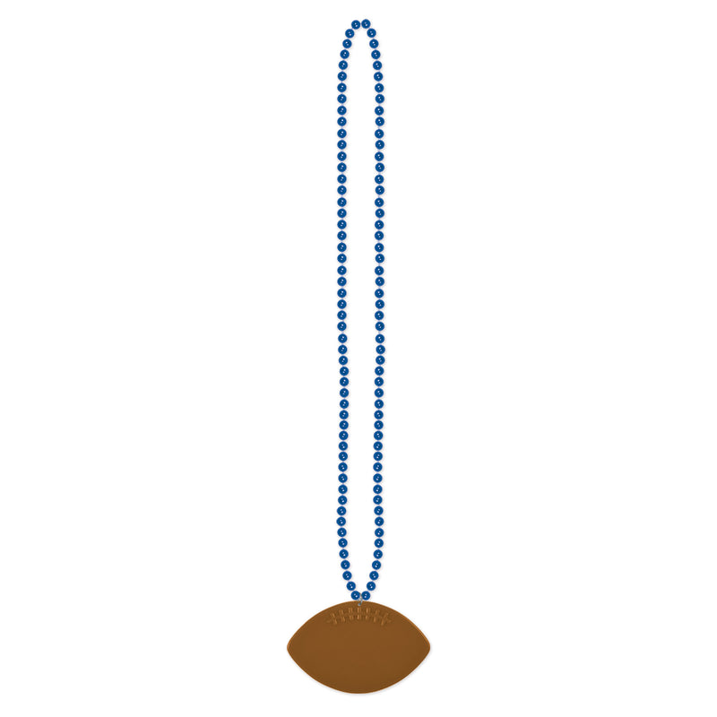 Beads w/Football Medallion – 33" – (1/Card) by Beistle for Football Beads with Medallion