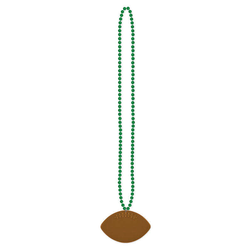 Beads w/Football Medallion – 33" – (1/Card) by Beistle for Football Beads with Medallion