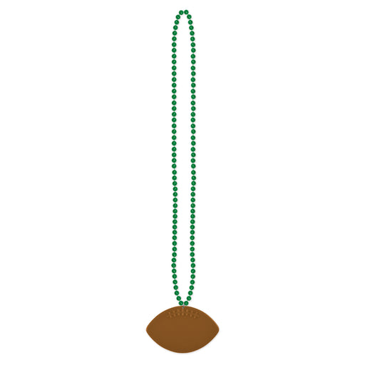Beads w/Football Medallion – 33" – (1/Card) by Beistle for Football Beads with Medallion